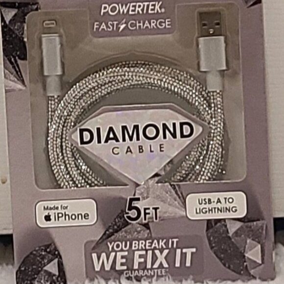 PowerTek Fast Charging iPhone iPad 5Ft Long Apple Certified Diamond Ca… - Picture 1 of 3